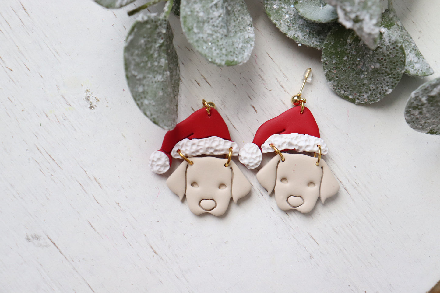 Golden Lab Dangle Earrings
