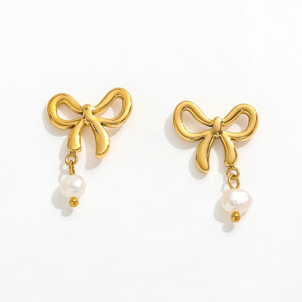 Pearl Bow Earrings