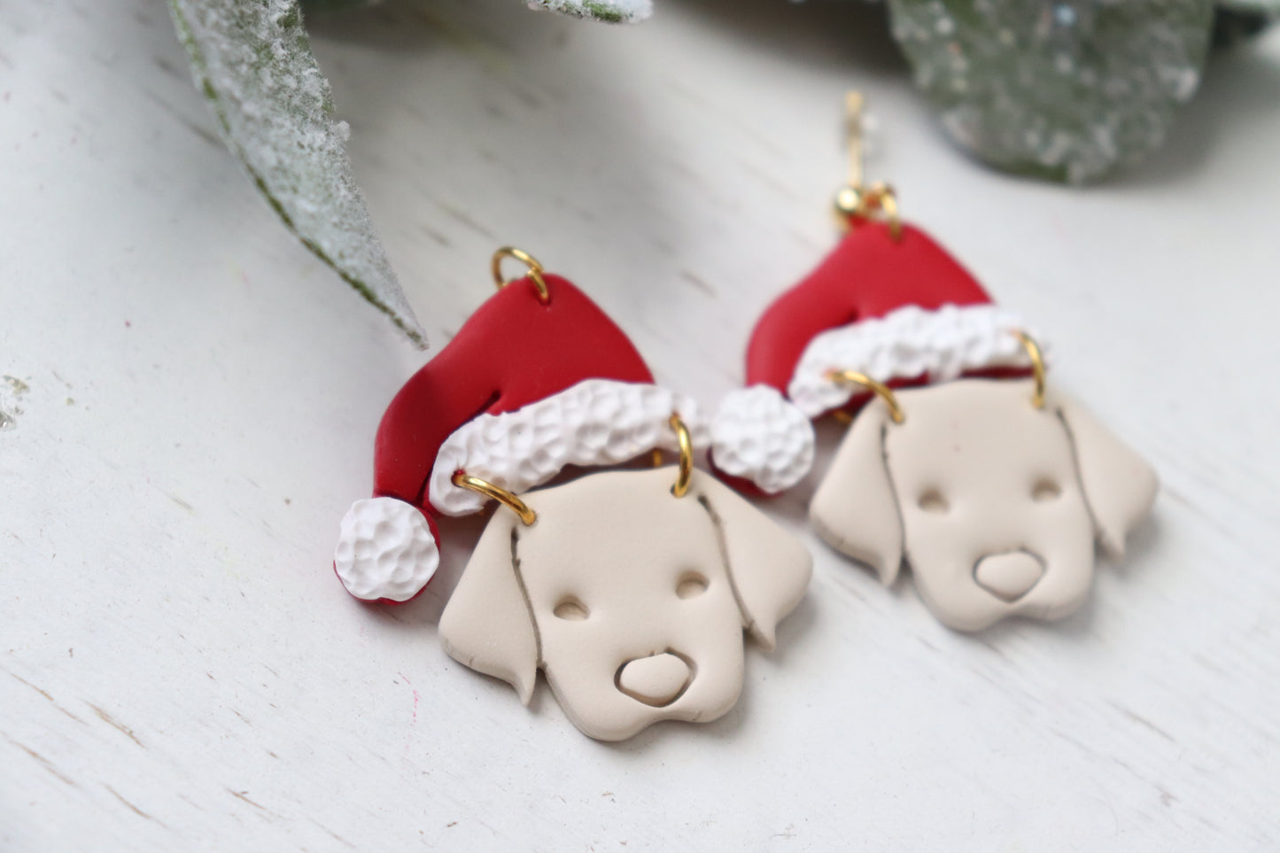 Golden Lab Dangle Earrings