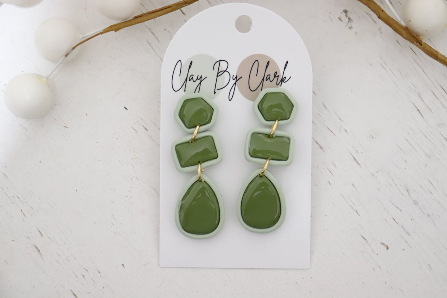 Two Tones Green Gem Earrings