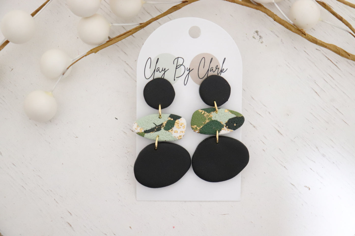 Triple Multi-Toned Green Dangle