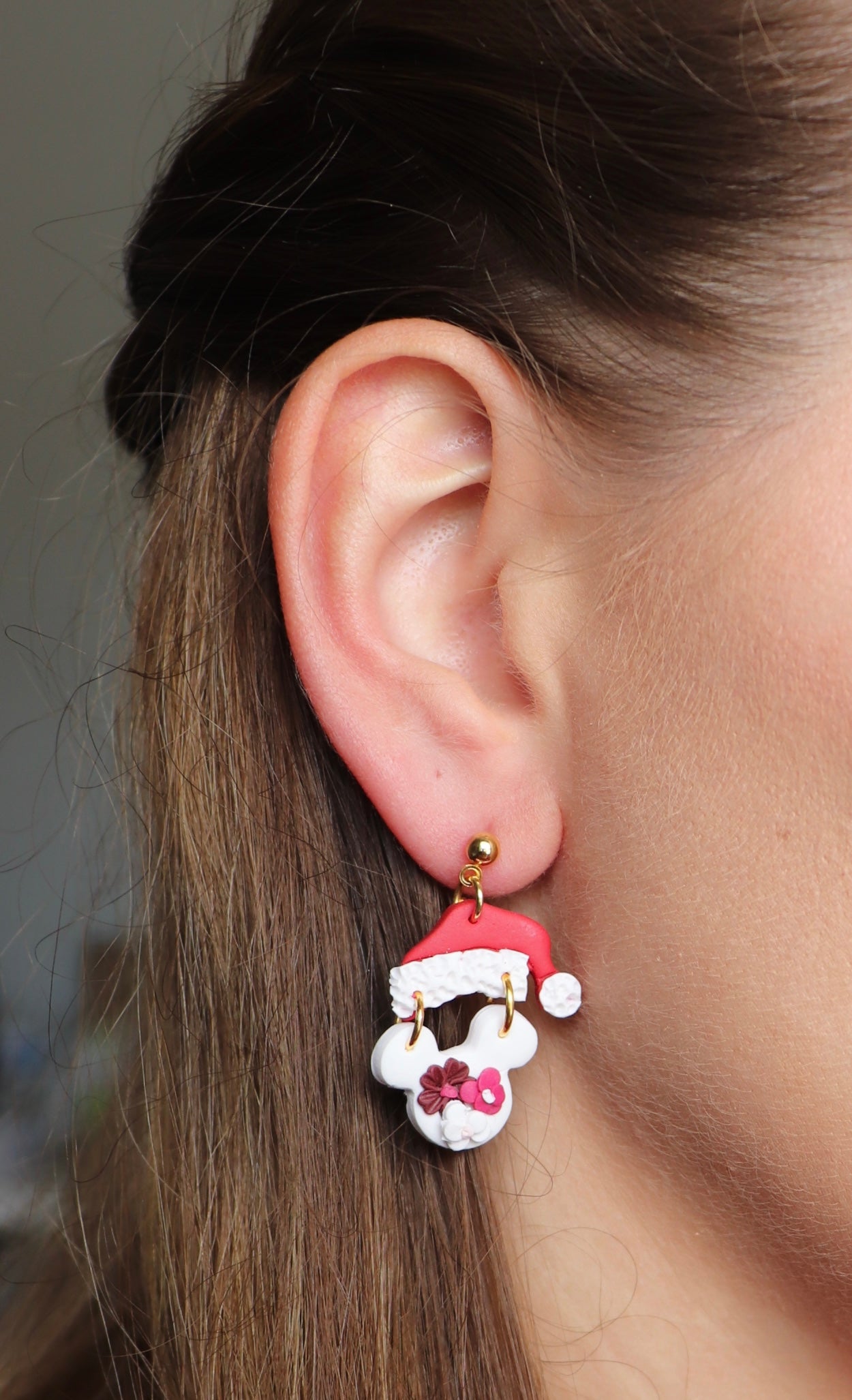 Santa Mouse Ears Earring