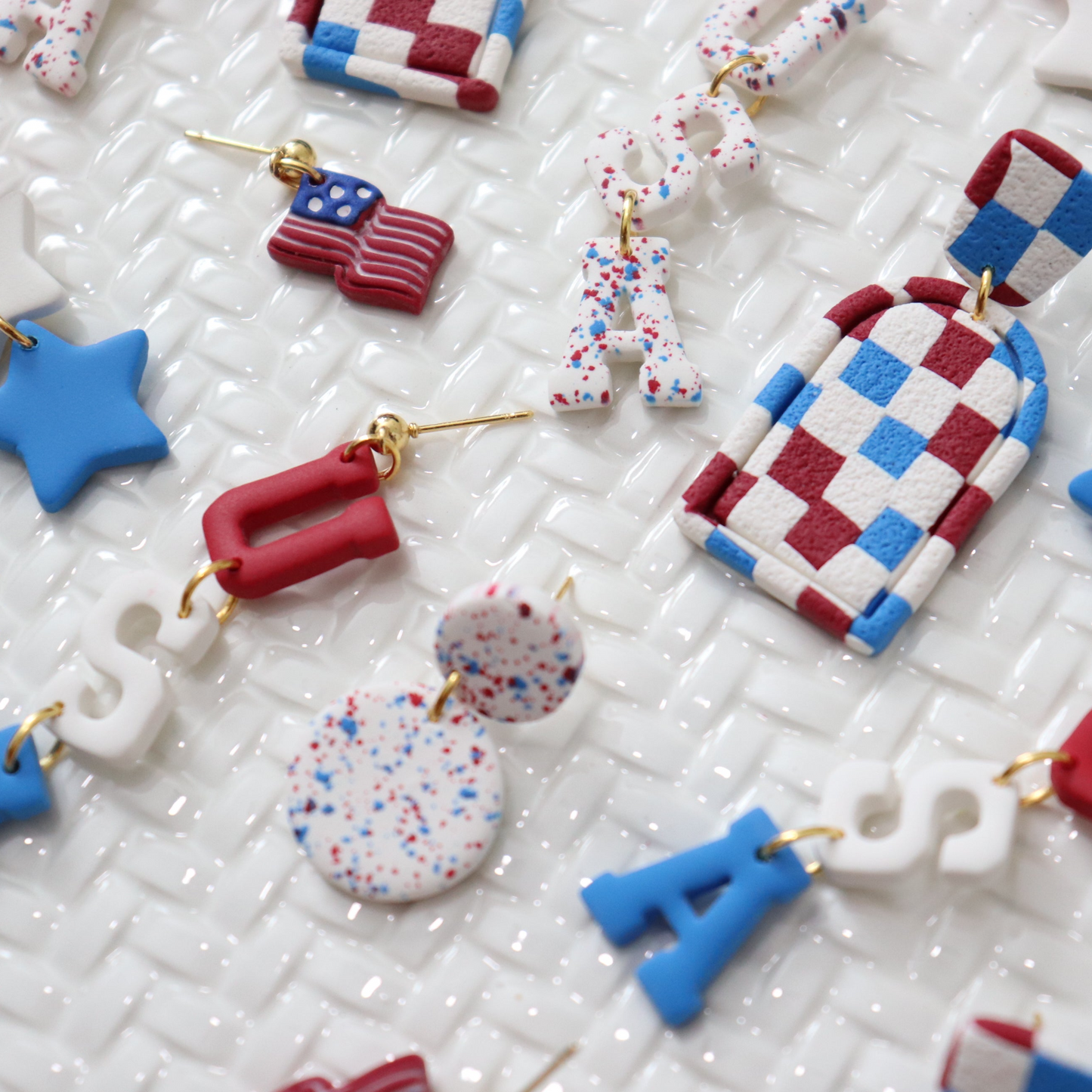 Red White and Blue Firework Earrings