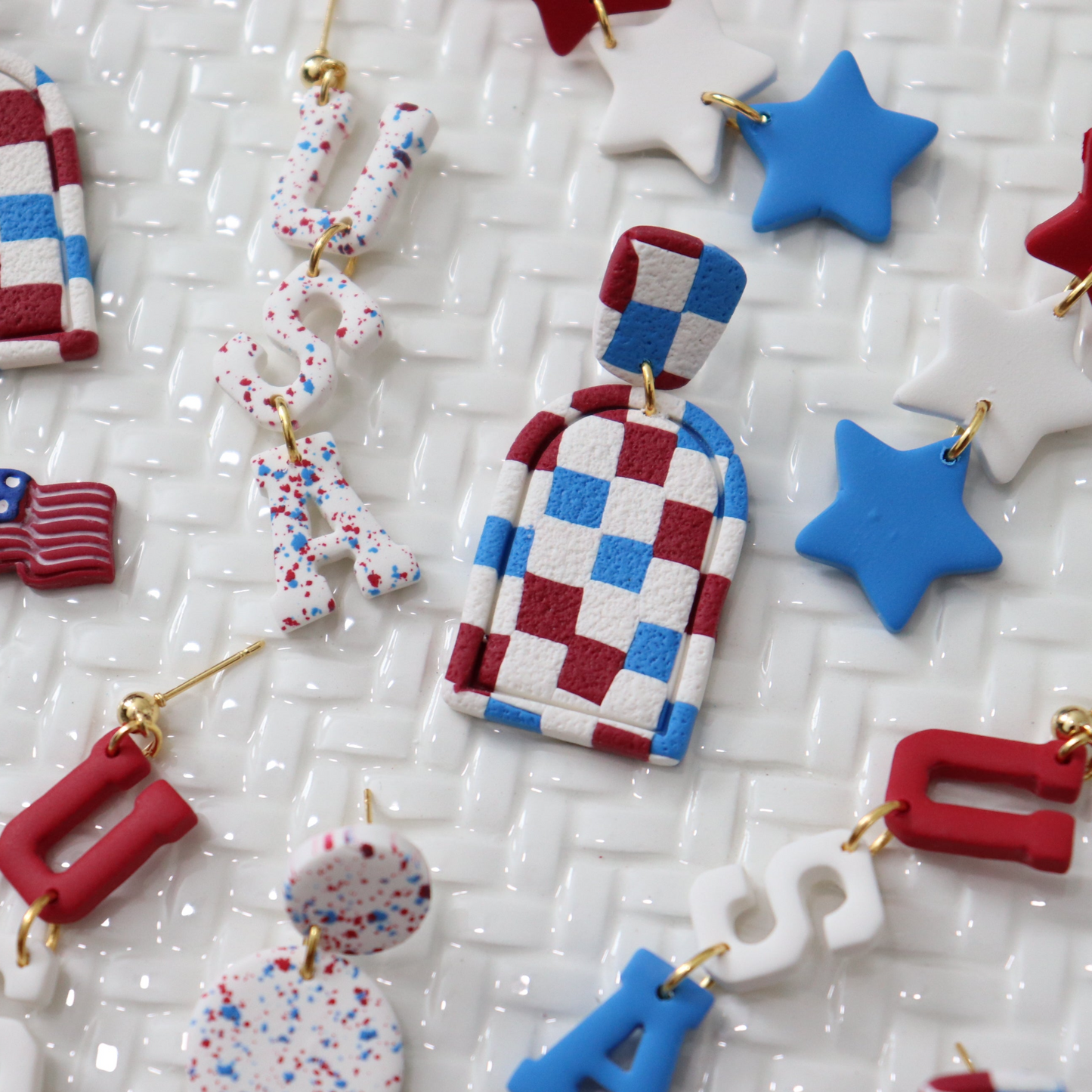 Red White and Blue Star Earrings