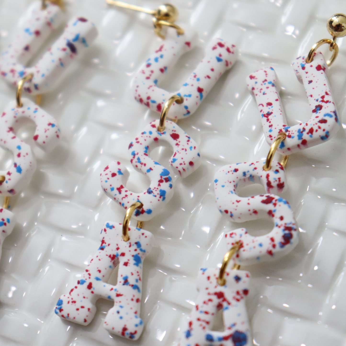 Red White and Blue USA Firework Earrings