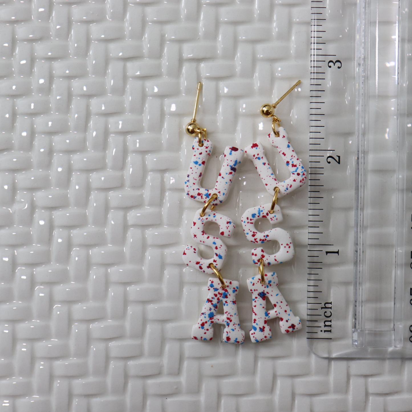 Red White and Blue USA Firework Earrings