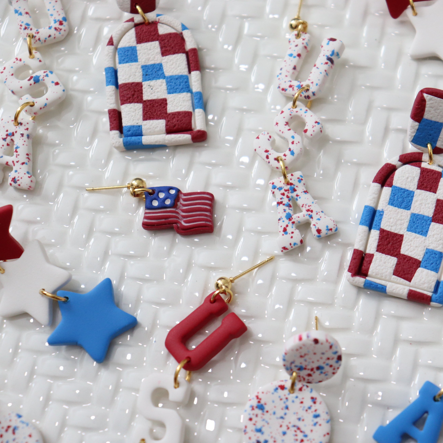 Red White and Blue Flag Earrings