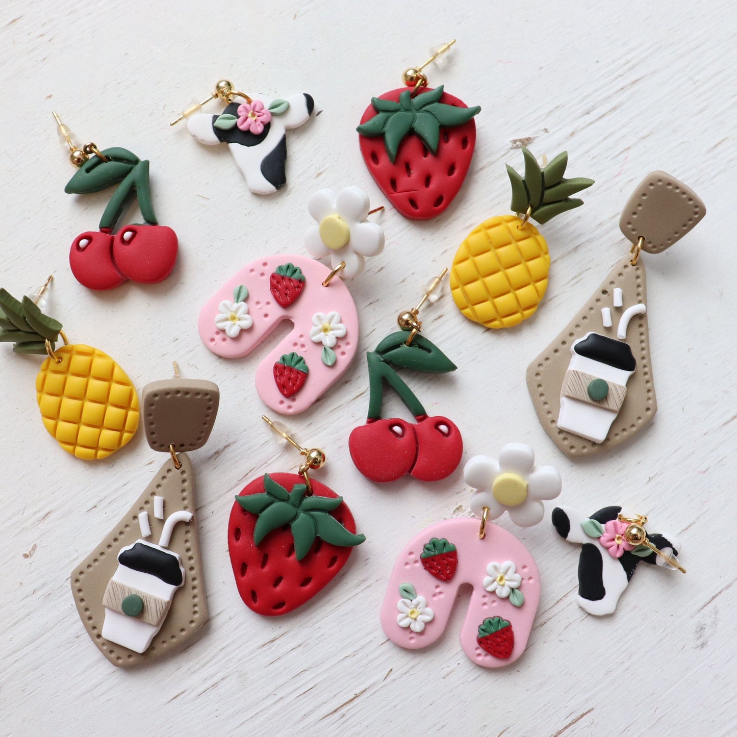 Strawberry Daisy Dangle Earrings