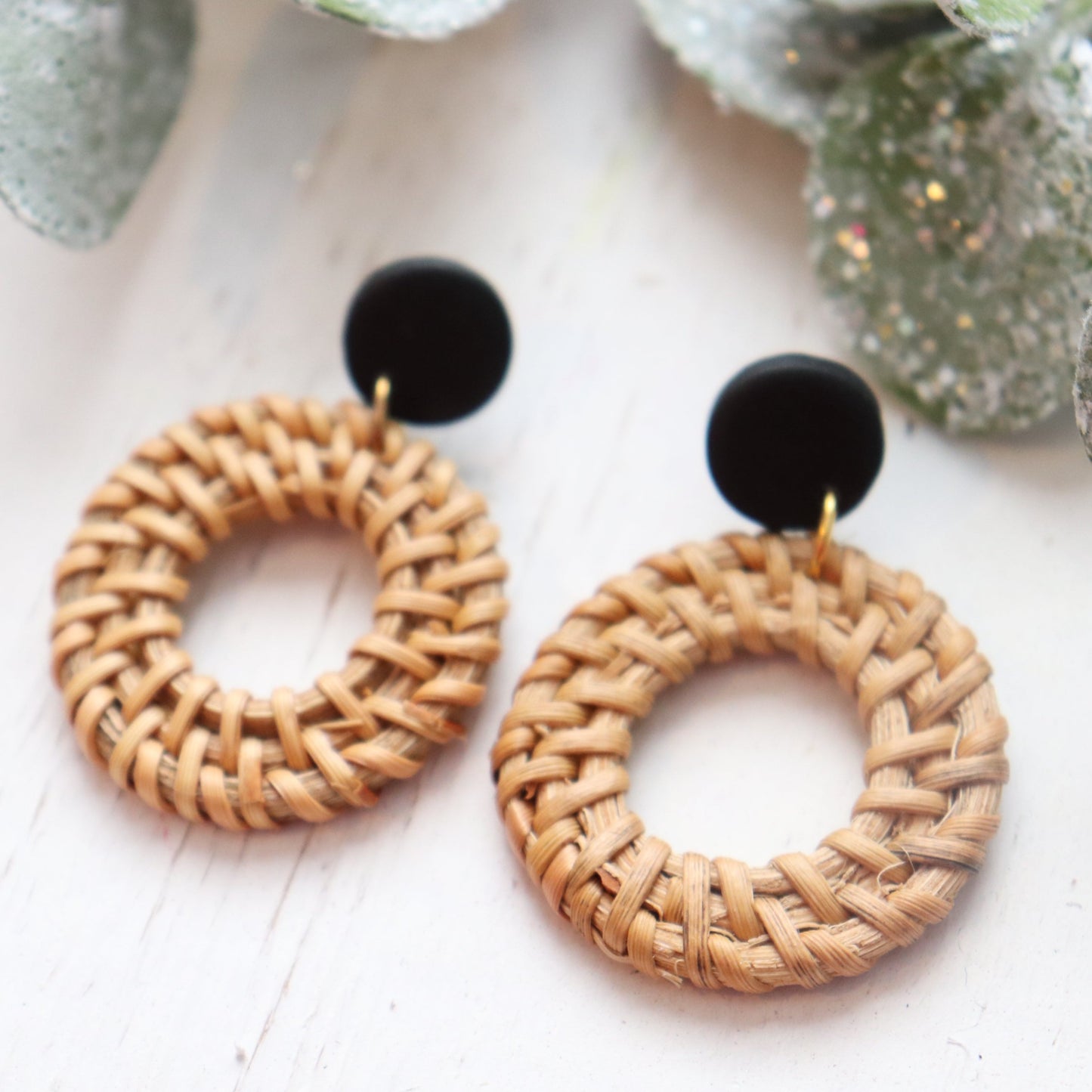 Black Rattan Earring
