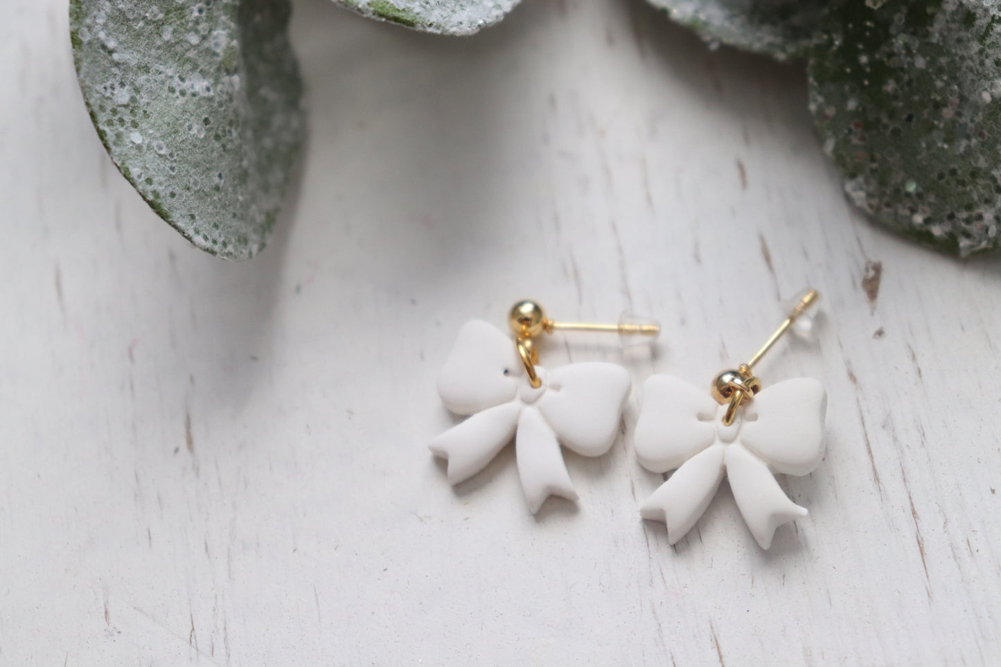 White Bow Earrings