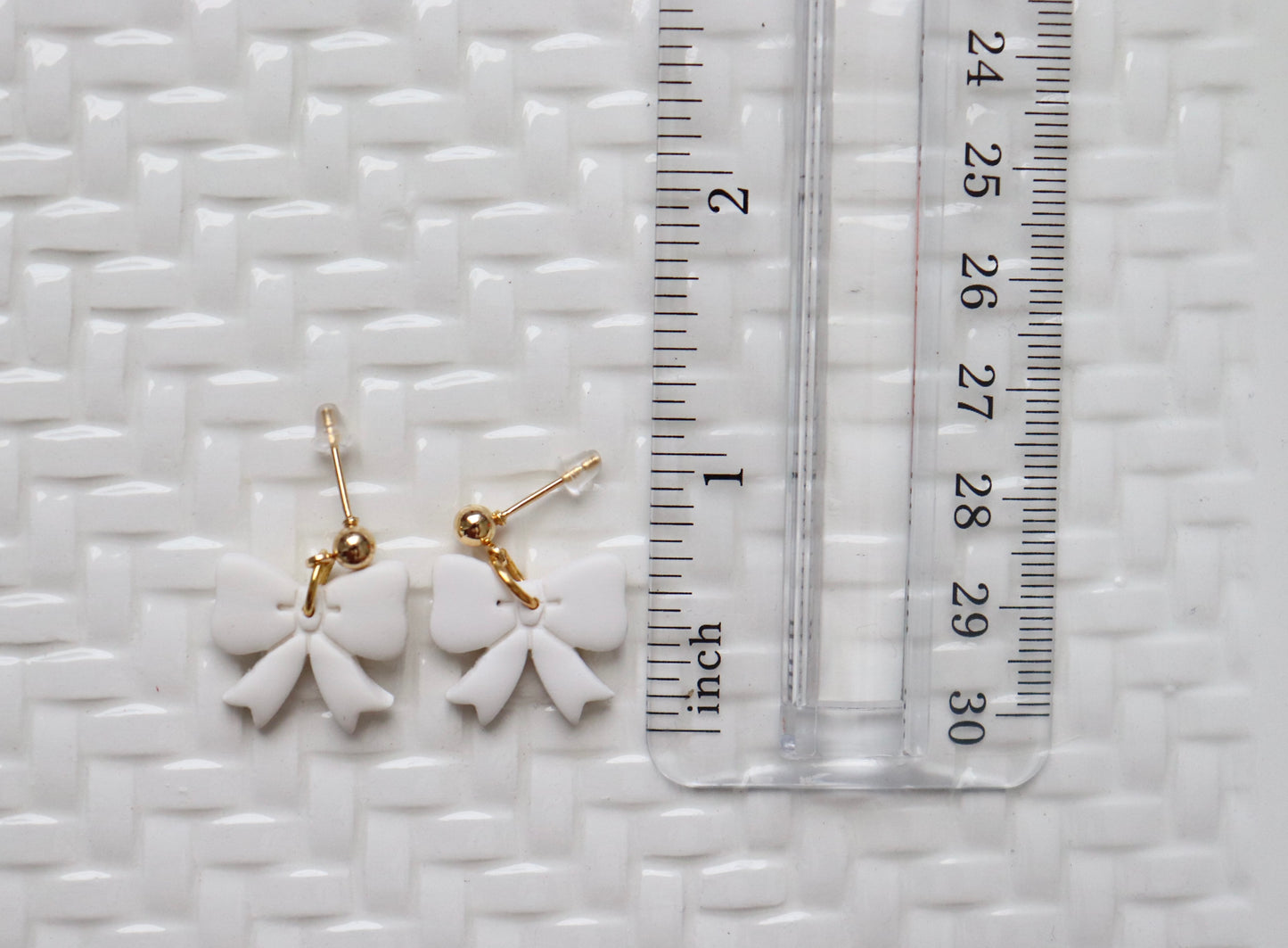 White Bow Earrings