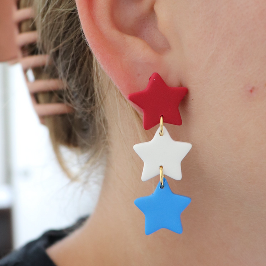 Red White and Blue Star Earrings