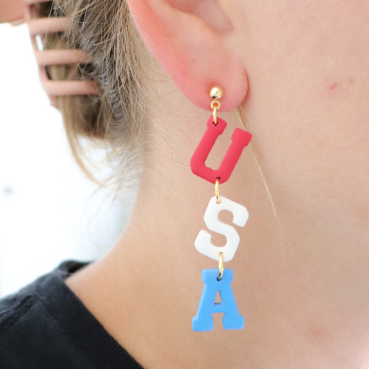 Red White and Blue USA Earrings