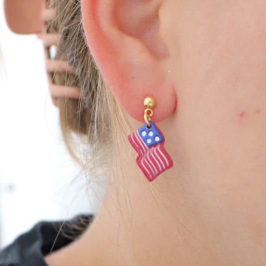 Red White and Blue Flag Earrings