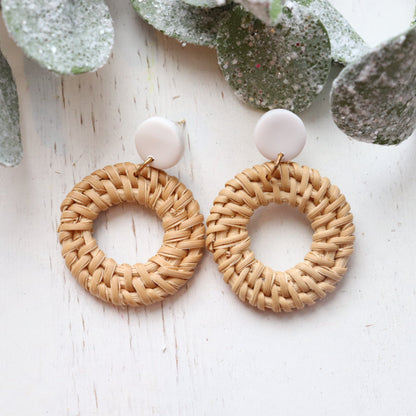 White Rattan Earrings